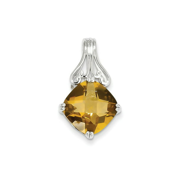 925 Sterling Silver Diamond Whiskey Quartz Pendant Charm Necklace Gemstone Fine Jewelry Gifts For Women For Her 